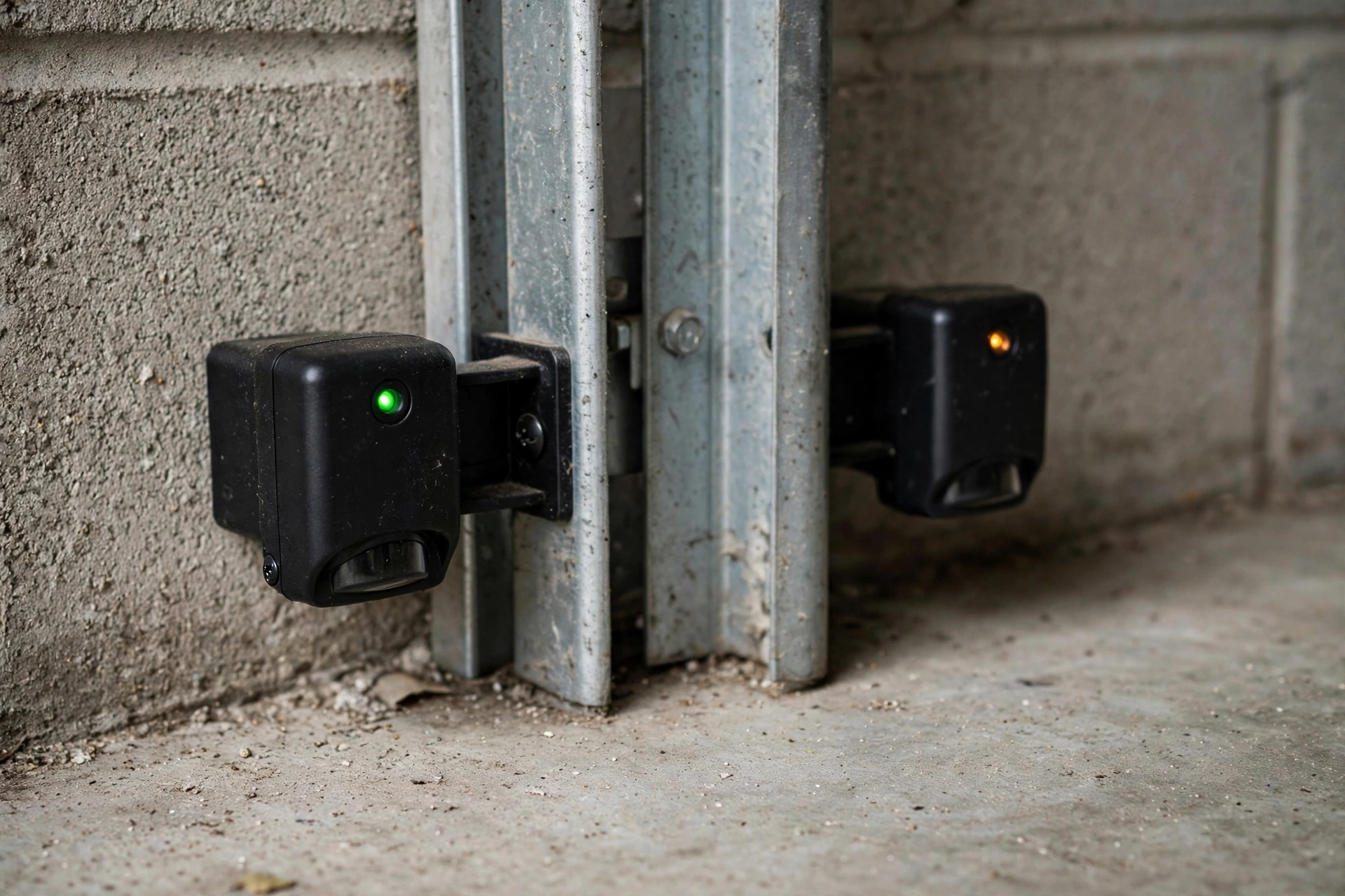 Garage door safety sensors mounted near the floor in Franklin TN